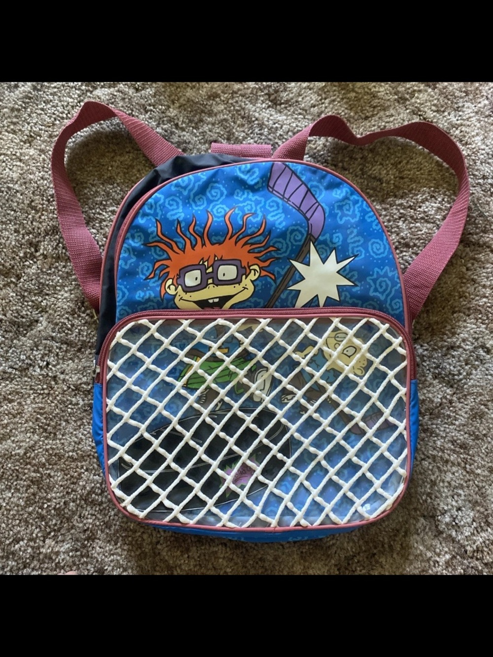 Rugrats Vintage Blue Cartoon Backpack with Front clear Pocket Viacom